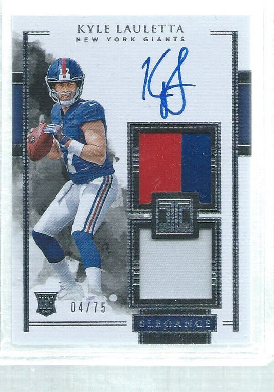 KYLE LAULETTA 2018 IMPECCABLE ELEGANCE DUAL PATCH ON CARD AUTO RC #D 4/75