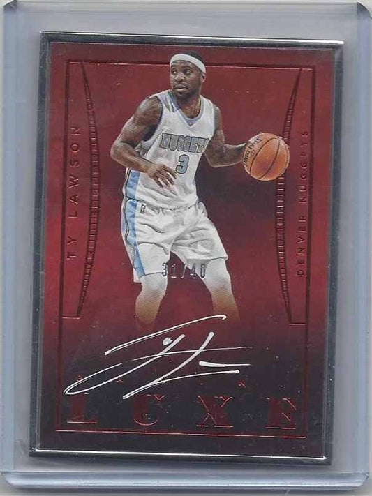 TY LAWSON 2014-15 LUXE RED FRAMED SIGNATURES ON CARD AUTO #D 31/40
