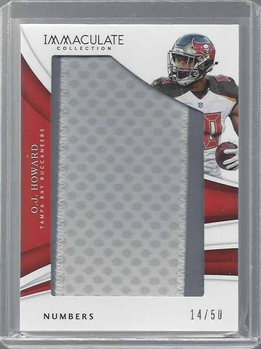 O.J. HOWARD 2018 IMMACULATE NUMBERS JUMBO 2 COLOR BUCCANEERS PATCH #D 14/50