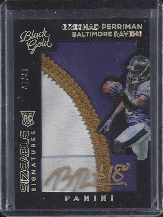 BRESHAD PERRIMAN 2015 BLACK GOLD SIZEABLE JUMBO 3 COLOR PATCH AUTO RC #D 40/49