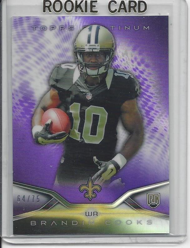 BRANDIN COOKS 2014 TOPPS PLATINUM SAINTS PURPLE ROOKIE REFRACTOR RC #D 64/75