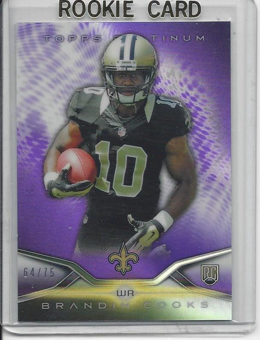 BRANDIN COOKS 2014 TOPPS PLATINUM SAINTS PURPLE ROOKIE REFRACTOR RC #D 64/75