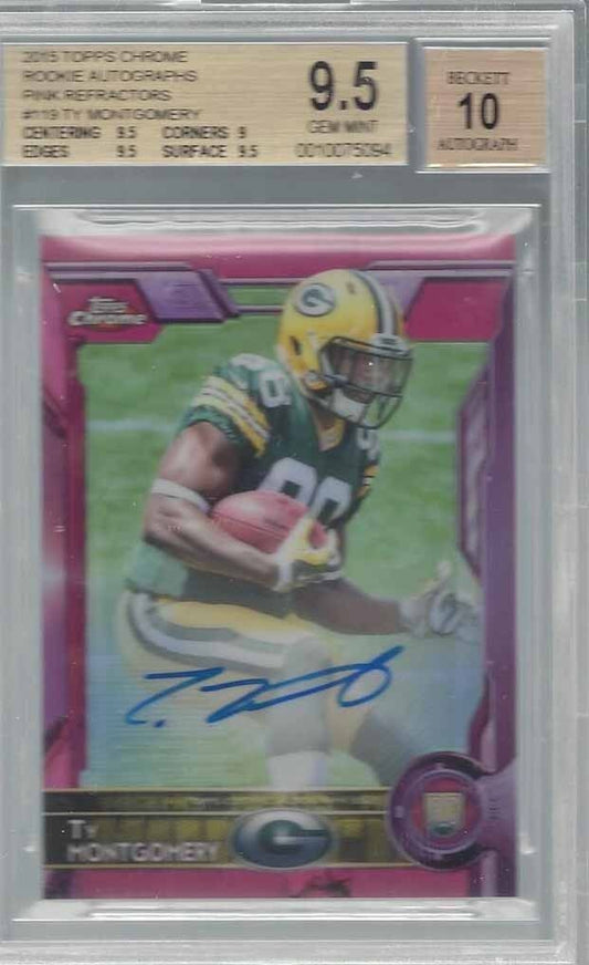 TY MONTGOMERY 2015 TOPPS CHROME PINK REFRACTOR AUTO RC /75 BGS 9.5 w 10 AUTO GEM