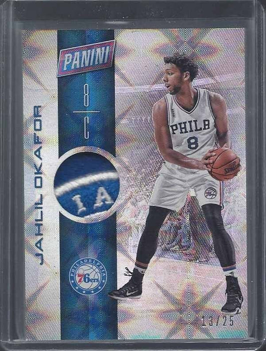 JAHLIL OKAFOR 2016-17 PANINI DAY SILVER PYRAMIDS 76ERS LOGO PATCH #D 13/25