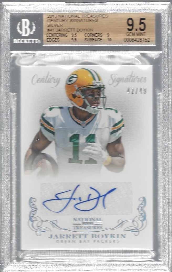 JARRETT BOYKIN 2013 NATIONAL TREASURES CENTURY SILVER PACKER AUTO /49 BGS 9.5 10