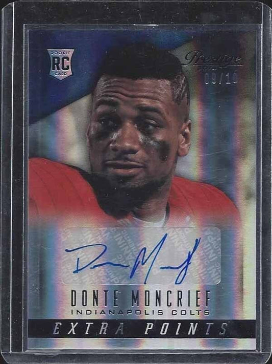 DONTE MONCRIEF 2014 PRESTIGE EXTRA POINTS BLACK COLTS ROOKIE AUTO RC #D 9/10
