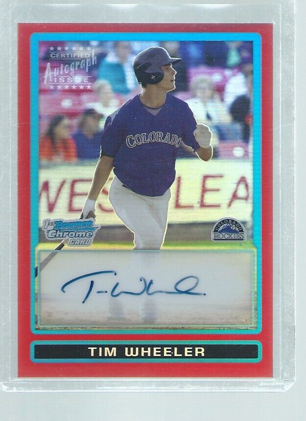 TYLER WHEELER 2009 BOWMAN CHROME 1ST ON CARD AUTO RED REFRACTOR PROSPECT #D 5/5