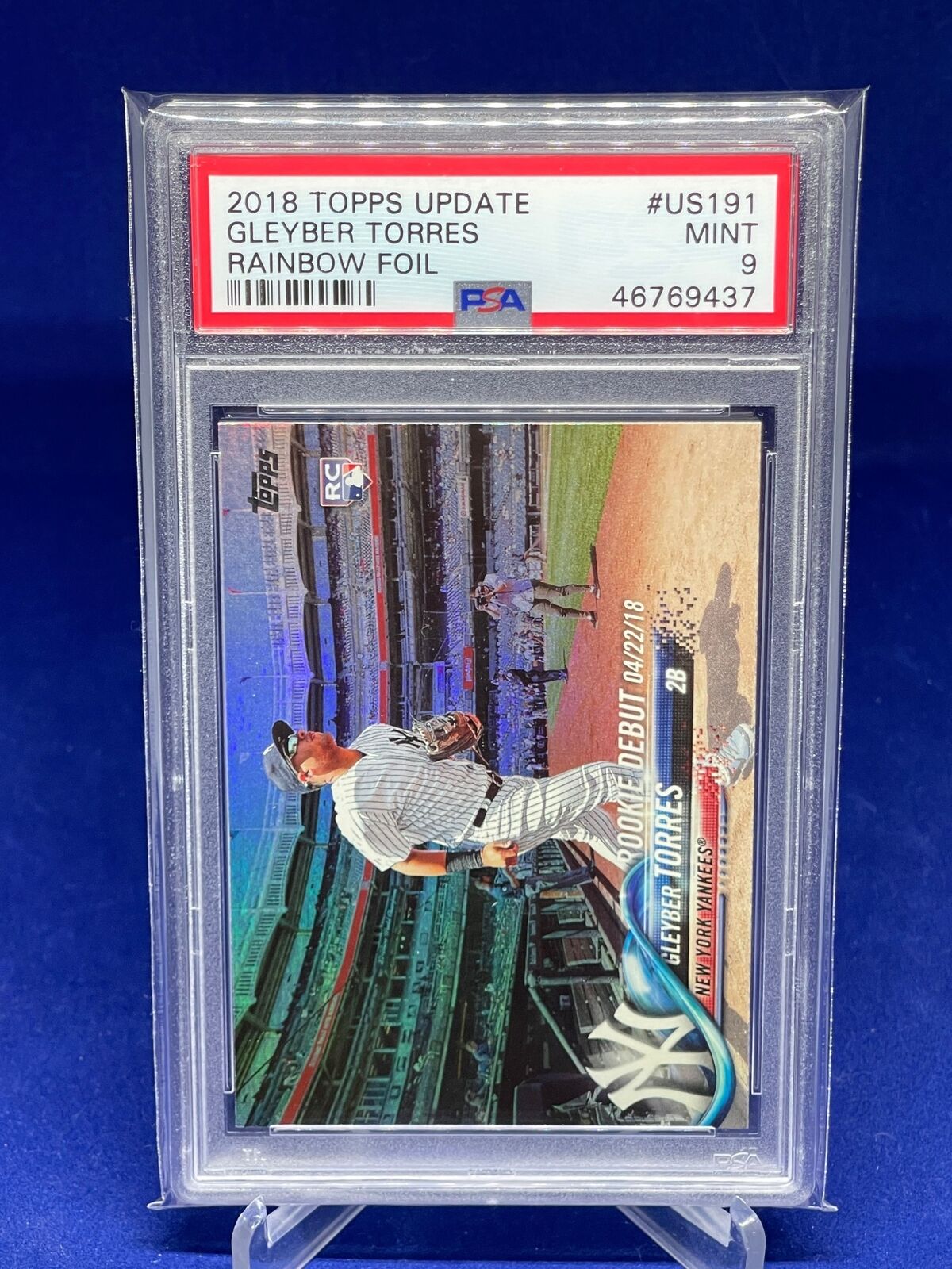 GLEYBER TORRES 2018 TOPPS UPDATE RAINBOW FOIL ROOKIE RC PSA 9 MINT