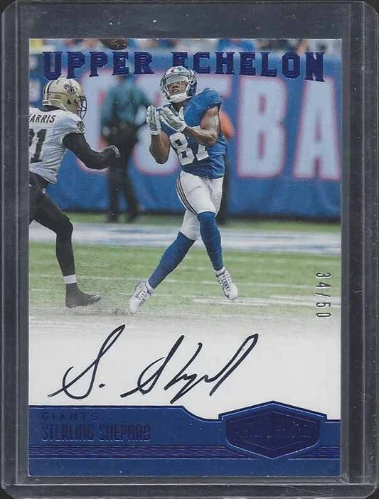 STERLING SHEPARD 2016 PLATES & PATCHES UPPER ECHELON BLUE AUTO RC #D 34/50