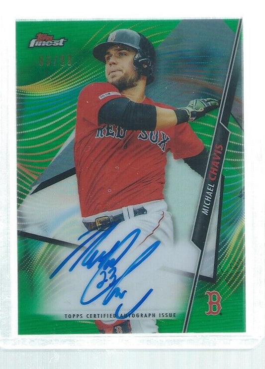MICHAEL CHAVIS 2020 TOPPS FINEST ON CARD AUTO GREEN REFRACTOR #D 93/99