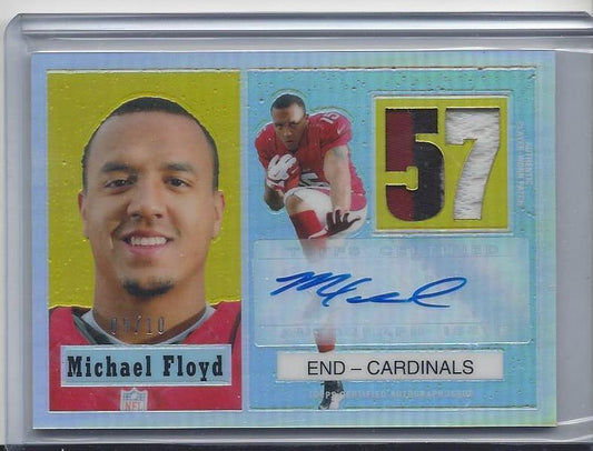 MICHAEL FLOYD 2012 TOPPS CHROME 1957 REFRACTOR 3 COLOR PATCH AUTO RC #D 5/10