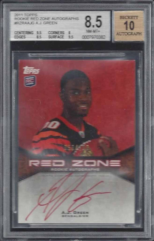 A.J. GREEN 2011 TOPPS RED INK ZONE ON CARD ROOKIE AUTO RC #D 50/100 BGS 8.5 10