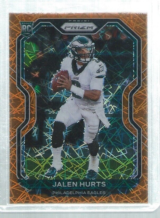 JALEN HURTS 2020 PANINI PRIZM ORANGE LAZER PRIZMS ROOKIE RC #343