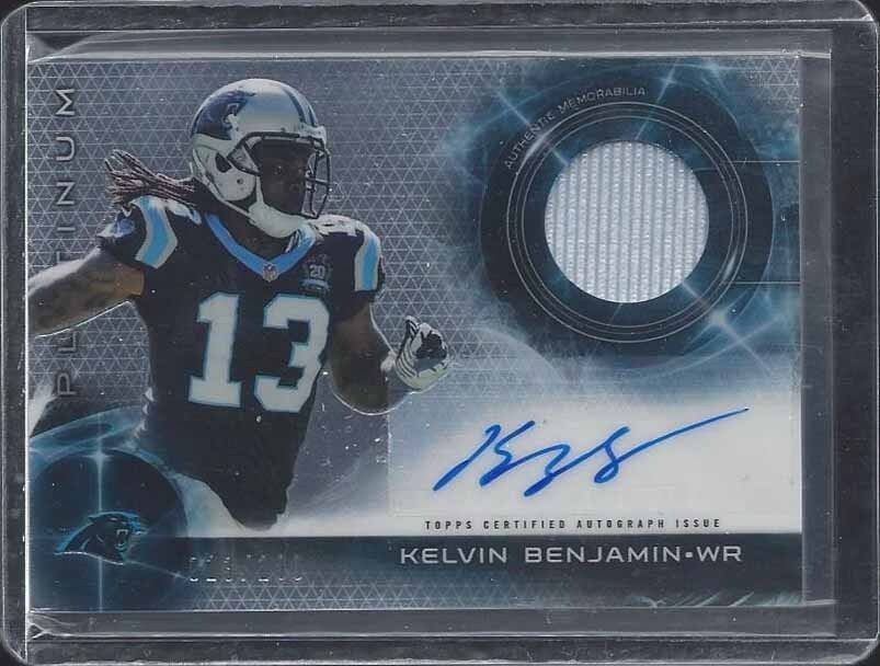 1/1 KELVIN BENJAMIN 2015 TOPPS PLATINUM PATCH AUTO #D 13/100 HIS JERSEY #13!!!