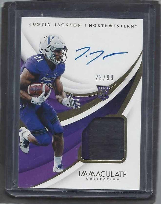 JUSTIN JACKSON 2018 PANINI IMMACULATE COLLECTION 2 COLOR PATCH AUTO RC #D 23/99