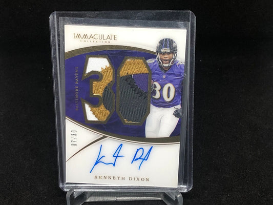 KENNETH DIXON 2016 IMMACULATE PREMIUM 4 CLR PATCH ON CARD AUTO RC #D 7/30