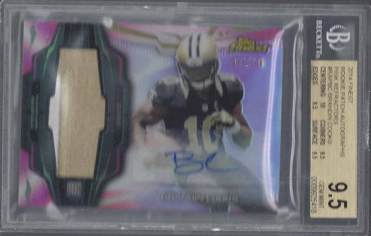 BRANDIN COOKS 2014 FINEST PINK REFRACTOR JUMBO PATCH AUTO RC /10 BGS 9.5 POP 1/1