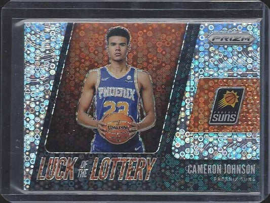 CAMERON JOHNSON 2019-20 PANINI PRIZM LUCK OF THE LOTTERY FAST BREAK SILVER RC