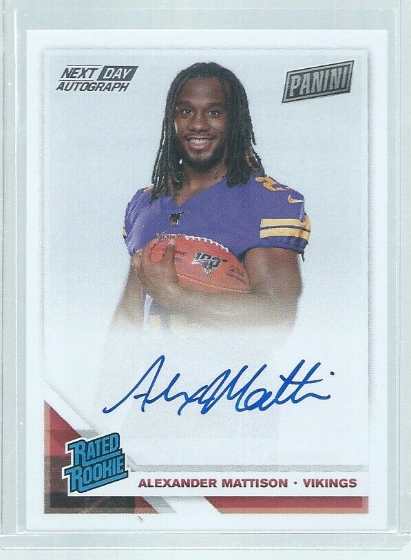 ALEXANDER MATTISON 2019 PANINI RPS NEXT DAY RATED ROOKIE ON CARD AUTO RC