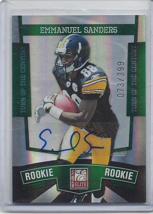 EMMANUEL SANDERS 2010 DONRUSS ELITE TURN OF THE CENTURY ROOKIE AUTO RC #D 73/399