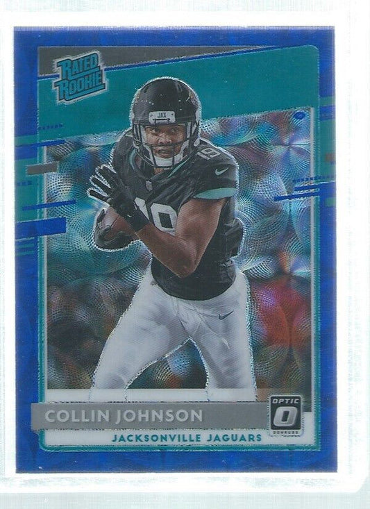 COLLIN JOHNSON 2020 DONRUSS OPTIC HOLO RATED ROOKIE BLUE SCOPE HOLO RC #197