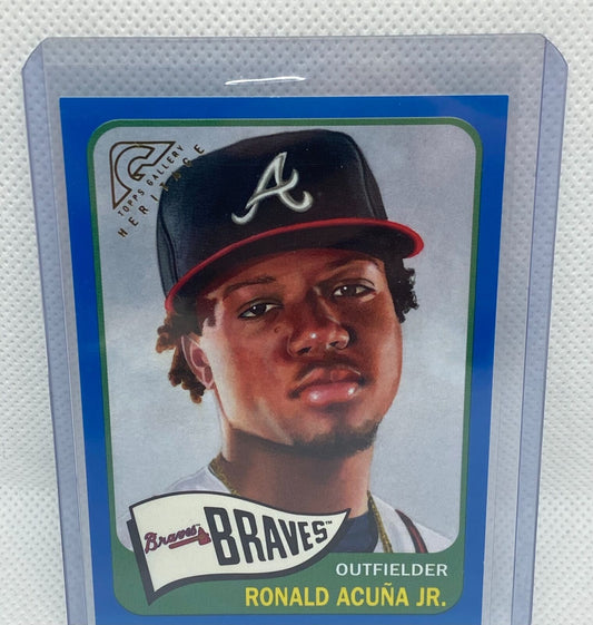 RONALD ACUNA JR. 2019 TOPPS GALLERY HERITAGE BLUE BORDER #D 96/99
