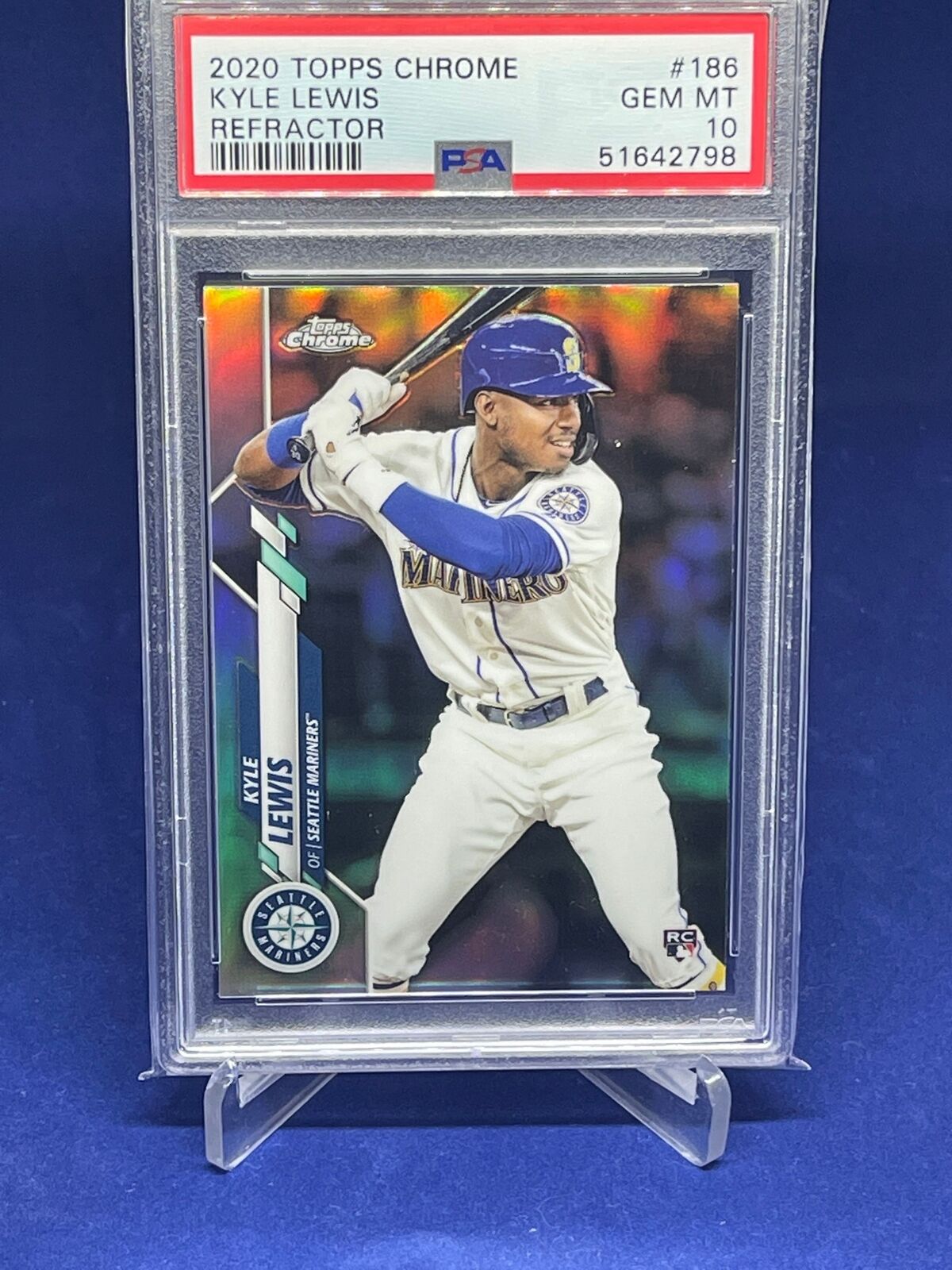 KYLE LEWIS 2020 TOPPS CHROME REFRACTOR ROOKIE RC #186 PSA 10 GEM MINT