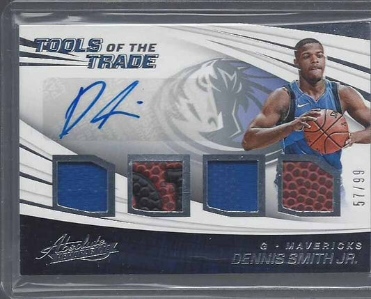 DENNIS SMITH JR 2017-18 ABSOLUTE TOOLS OF THE TRADE QUAD JERSEY AUTO RC #D 57/99