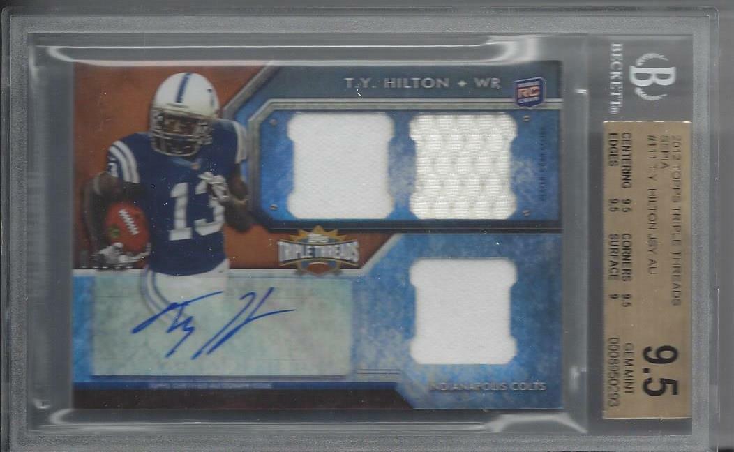 T.Y. HILTON 2012 TRIPLE THREADS SEPIA JERSEY AUTO RC #D 3/70 BGS 9.5 10 POP 1/1