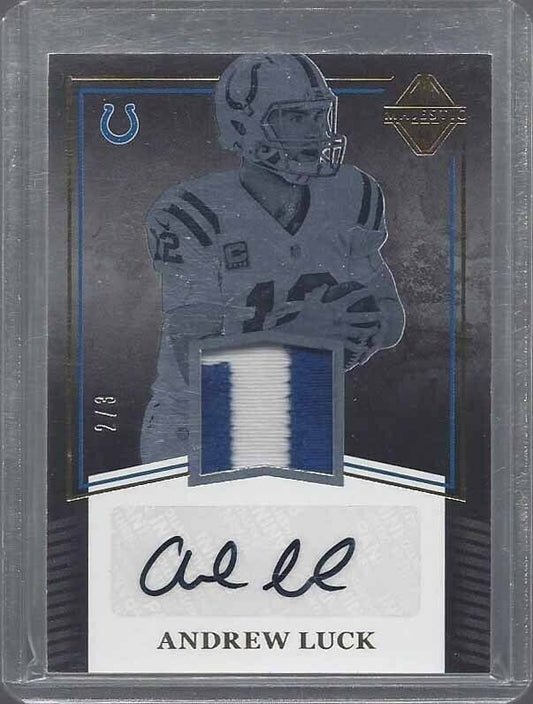 ANDREW LUCK 2017 PANINI MAJESTIC GOLD 2 COLOR COLTS PATCH AUTO #D 2/3