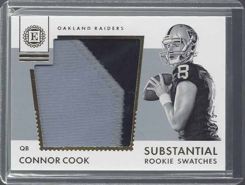 CONNOR COOK 2016 PANINI ENCASED SUBSTANTIAL JUMBO 2 COLOR ROOKIE PATCH RC #D 1/5