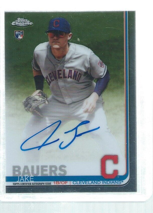 JAKE BAUERS 2019 TOPPS CHROME ON CARD AUTO ROOKIE RC