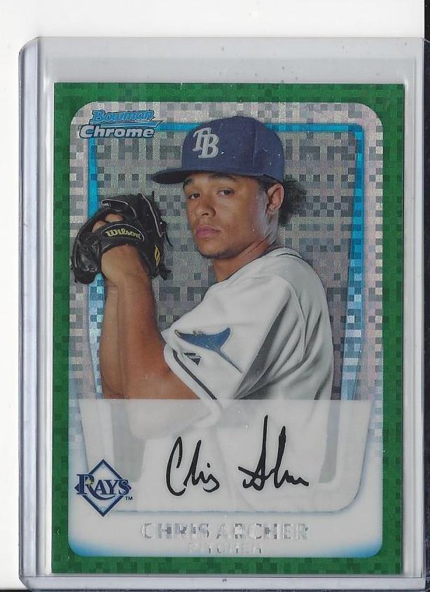 CHRIS ARCHER 2011 BOWMAN CHROME GREEN XFRACTOR PROSPECT REFRACTOR #134