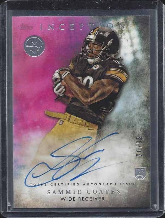 SAMMIE COATES 2015 TOPPS INCEPTION PINK STEELERS ON CARD ROOKIE AUTO RC #D 20/99