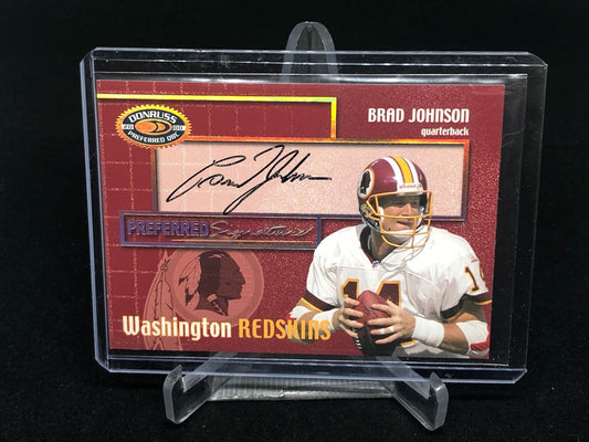 BRAD JOHNSON 2000 DONRUSS PREFERRED QB CLUB SIGNATURES ON CARD AUTO