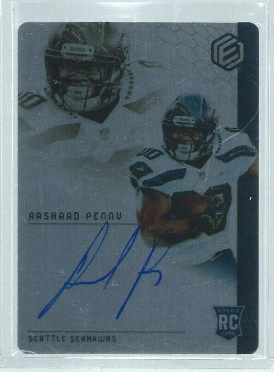 RASHAAD PENNY 2018 PANINI ELEMENTS ON CARD AUTO RC #D 64/199