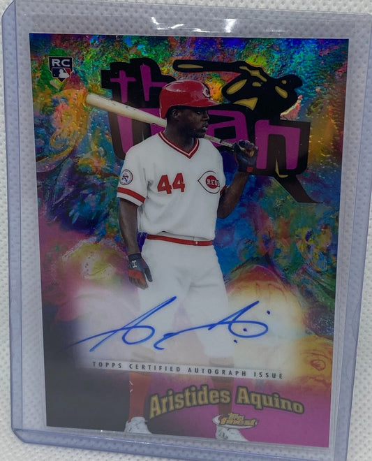 ARISTIDES AQUINO 2020 TOPPS FINEST THE MAN ON CARD AUTO RC #D 67/99