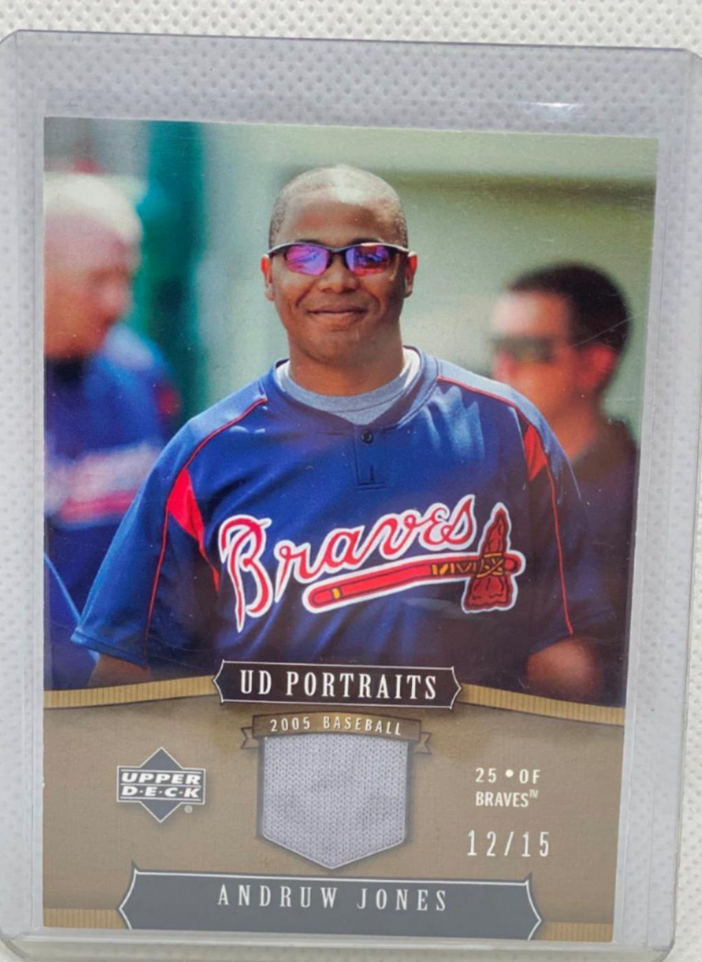 ANDRUW JONES 2005 UPPER DECK UD PORTRAITS GOLD JERSEY #D 12/15