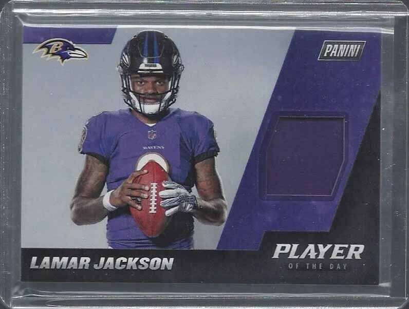 LAMAR JACKSON 2018 PANINI PLAYER OF THE DAY ROOKIE RAVENS JERSEY RC