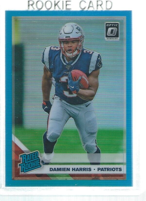 DAMIEN HARRIS 2019 DONRUSS OPTIC HOLO RATED ROOKIE LIGHT BLUE RC #D 208/299