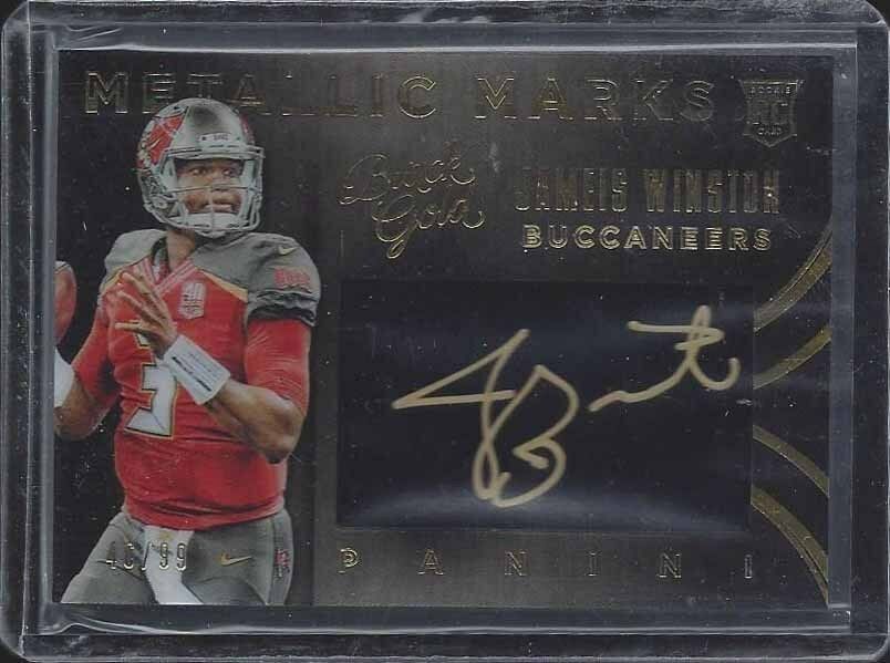 JAMEIS WINSTON 2015 BLACK GOLD METALLIC MARKS BUCS ON CARD GOLD INK AUTO RC /99