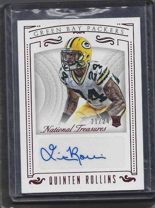 QUINTEN ROLLINS 2015 NATIONAL TREASURES RED JERSEY NUMBER PACKERS AUTO RC #D /24