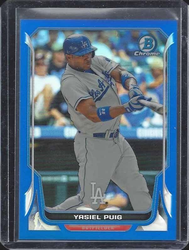 YASIEL PUIG 2014 BOWMAN CHROME BLUE REFRACTOR #D 16/250