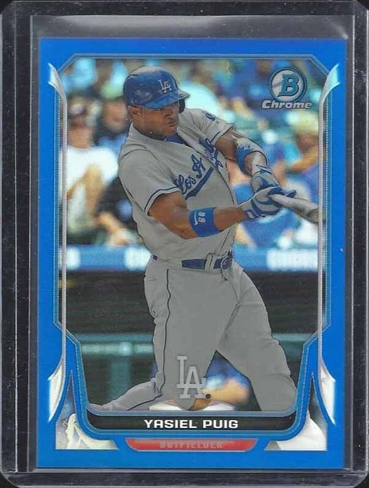 YASIEL PUIG 2014 BOWMAN CHROME BLUE REFRACTOR #D 16/250