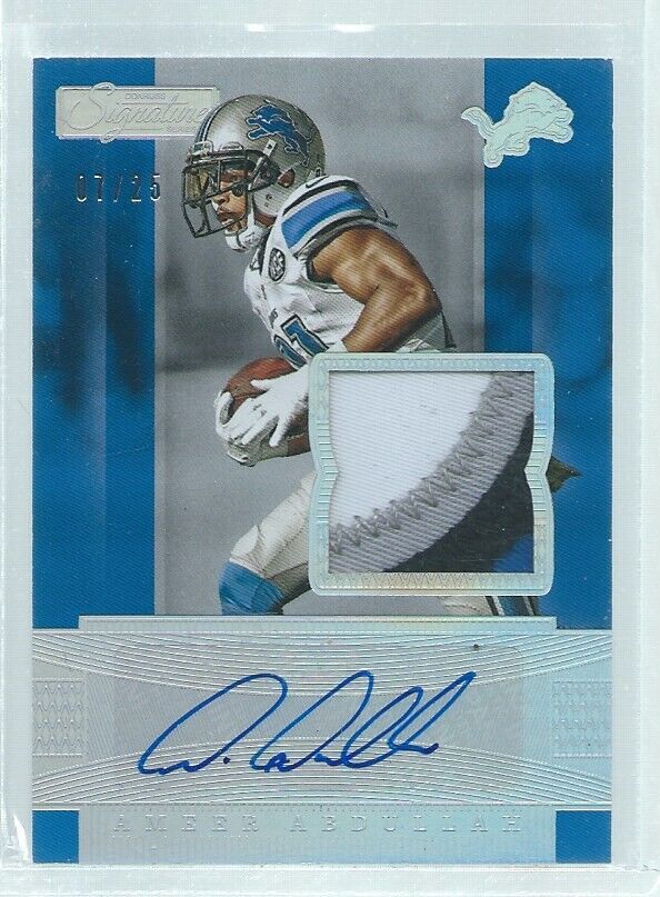 AMEER ABDULLAH 2016 DONRUSS SIGNATURE SERIES 3 COLOR PATCH AUTO #D 7/25