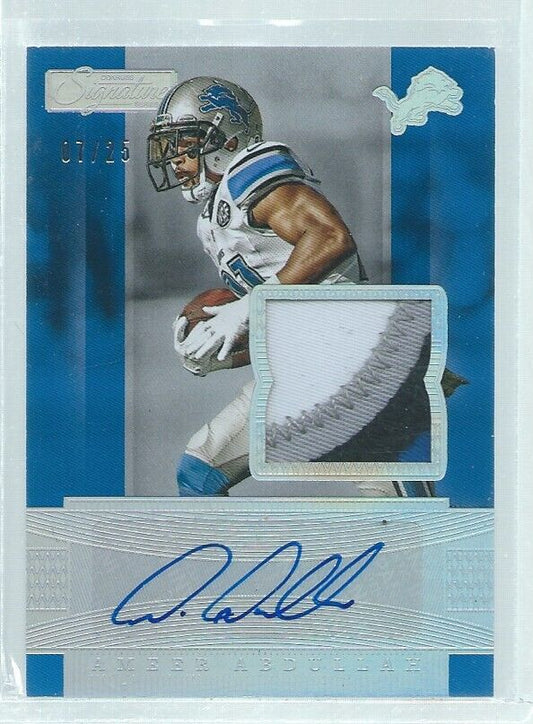 AMEER ABDULLAH 2016 DONRUSS SIGNATURE SERIES 3 COLOR PATCH AUTO #D 7/25