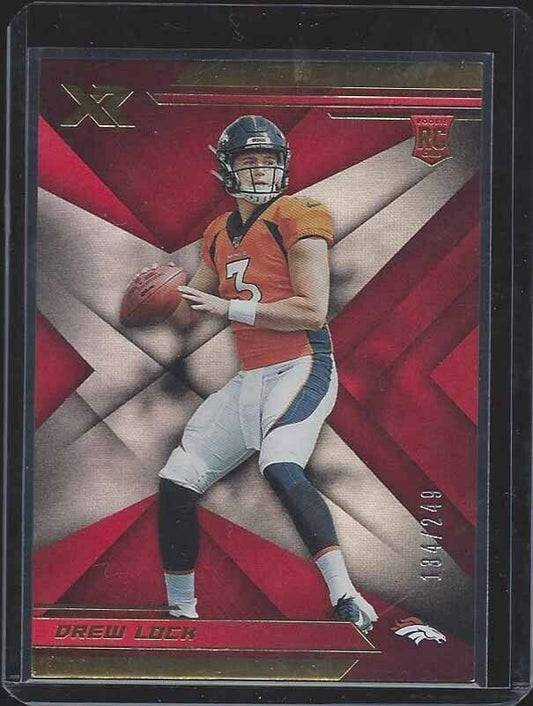 DREW LOCK 2019 PANINI XR RED PARALLEL ROOKIE RC #D 134/249