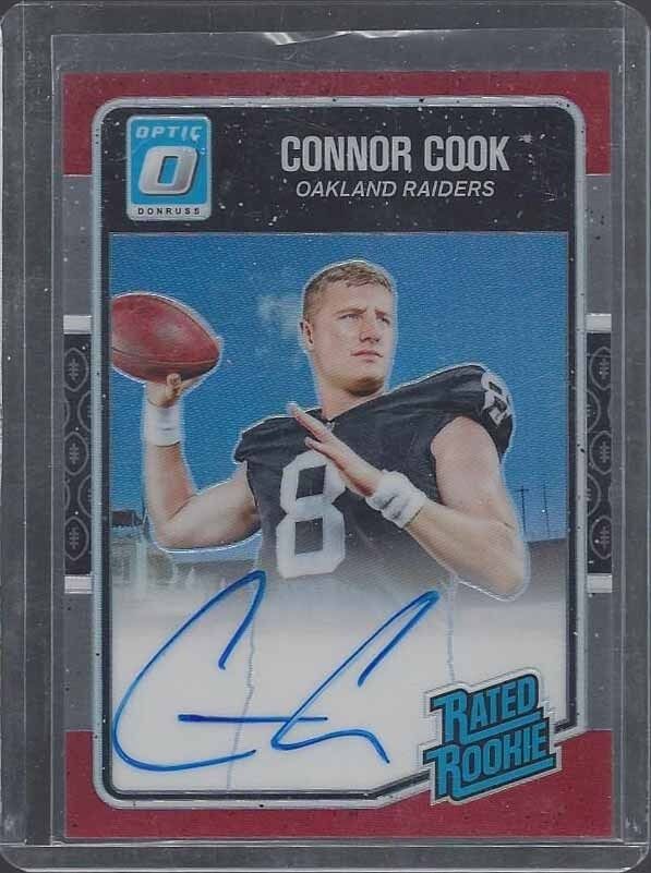 CONNOR COOK 2015 DONRUSS OPTIC RED HOLO RAIDERS ON CARD ROOKIE AUTO RC #D 2/50