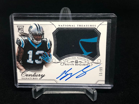 KELVIN BENJAMIN 2014 NATIONAL TREASURES 2 CLR PATCH ON CARD AUTO RC #D 53/99