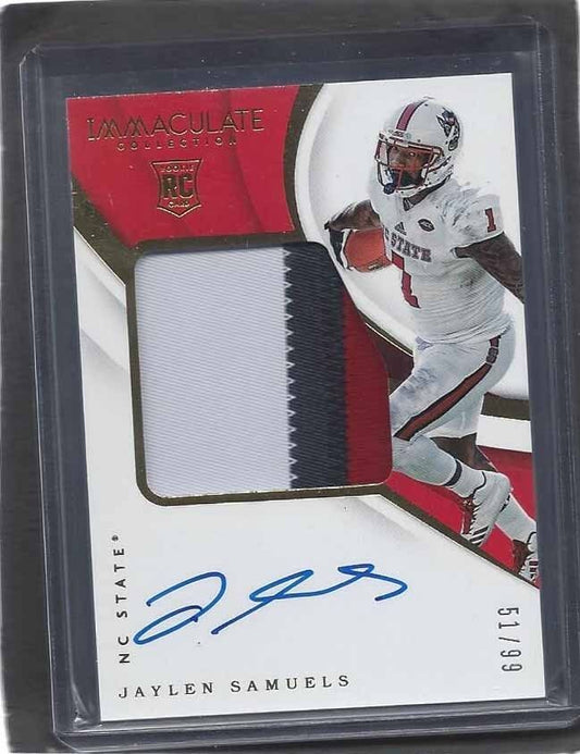 JAYLEN SAMUELS 2018 IMMACULATE COLLECTION RPA 3 COLOR ROOKIE PATCH AUTO RC /99